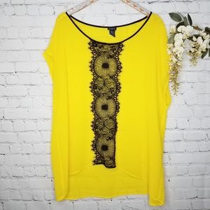 Torrid Yellow and Black Lace Blouse • 2